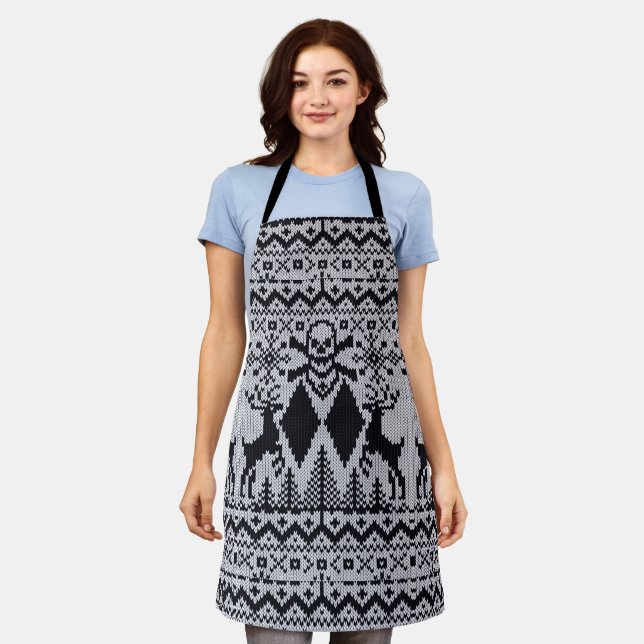 Tablier Double Diamant Noir Vilain Style Sweat de Noël (Porté)