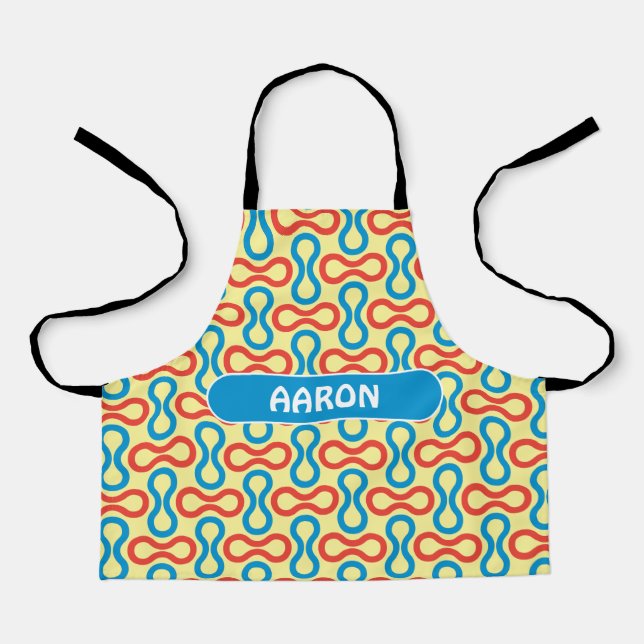 Tablier Double Motif bleu crème bulle (Recto)