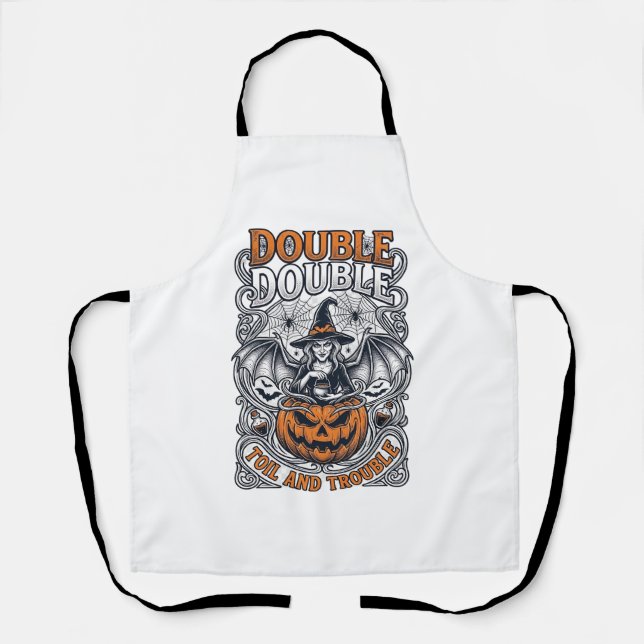 Tablier Double peine Malheur Sorcière Citrouille Halloween (Recto)