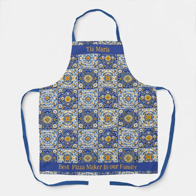 Tablier Double‑Text Azulejo Kitchen Apron  (Recto)