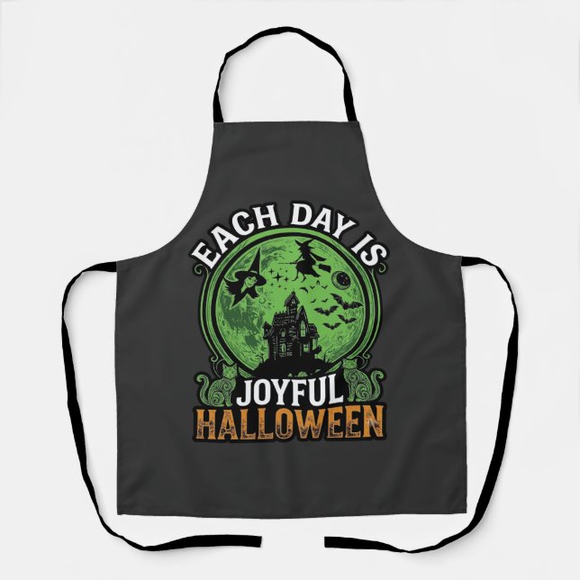Tablier Double Toil Trouble Sorcière Citrouille Halloween  (Recto)