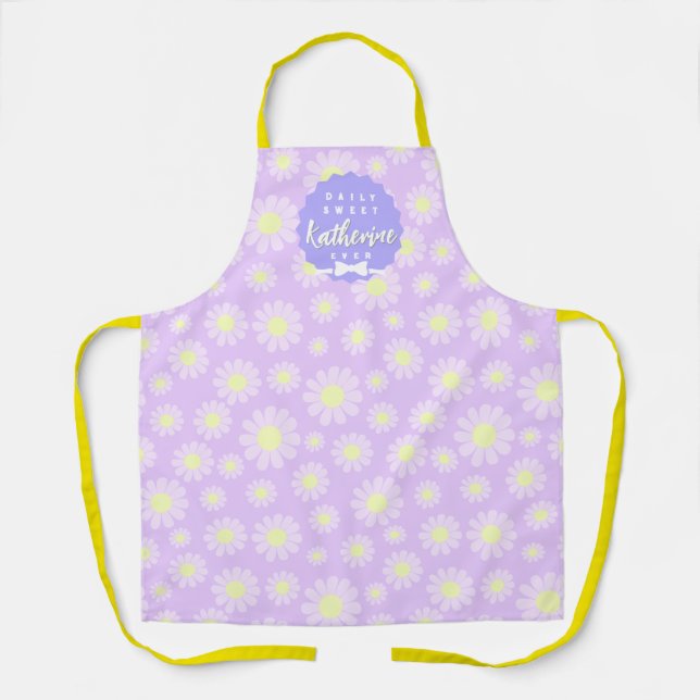 Tablier Douce Bébé Daisy Pastel Violet Jaune (Recto)