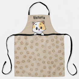 Tablier Douce Kitty Chat avec nom et empreintes de pattes