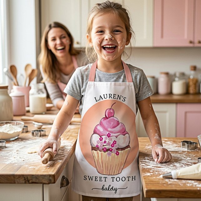 Tablier Douceur Cupcake Cute boulangerie Chef (A cute and girly sweet cupcake bakery chef apron - for children and adults)