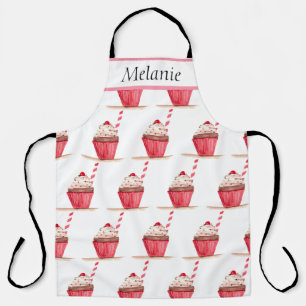 Tablier Douceurs de cupcake rose Dessin à la main Cuisine