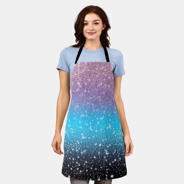 Tablier Douche Sparkling Ombre en bleu (Porté)