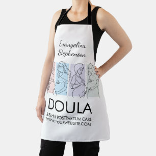 Tablier DOULA en art en ligne pastel personnalisé