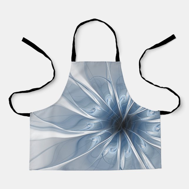 Tablier Doux et tendreté bleu fleur imaginaire fractal cu (Recto)