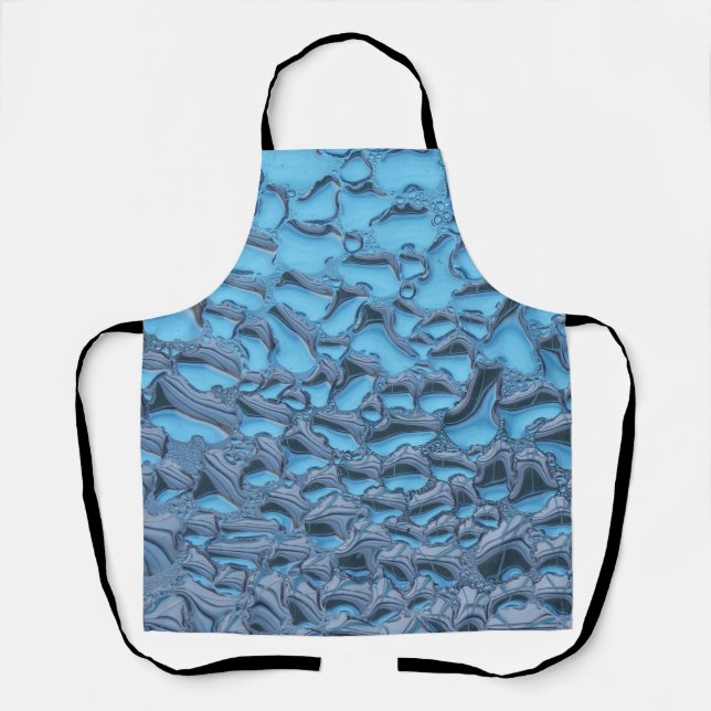 Tablier Doux gouttes de pluie sur verre bleu (Recto)