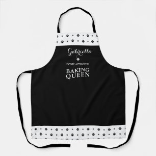 Tablier Doxie Cuisson Approuvée Reine Noir Blanc Personnal