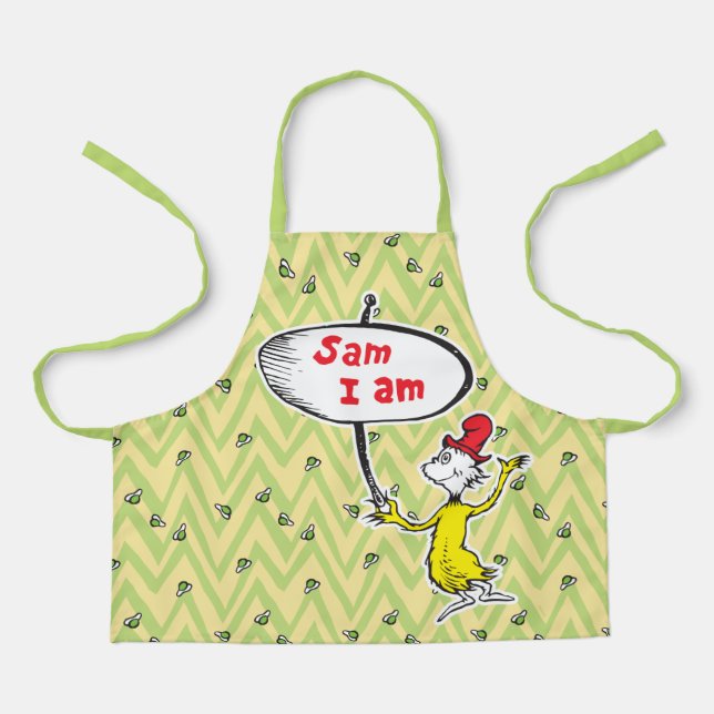 Tablier Dr. Seuss | Sam-I-Am tenant une pancarte (Recto)