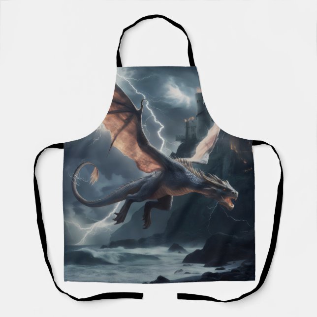 Tablier Dragon au-dessus du château. (Recto)