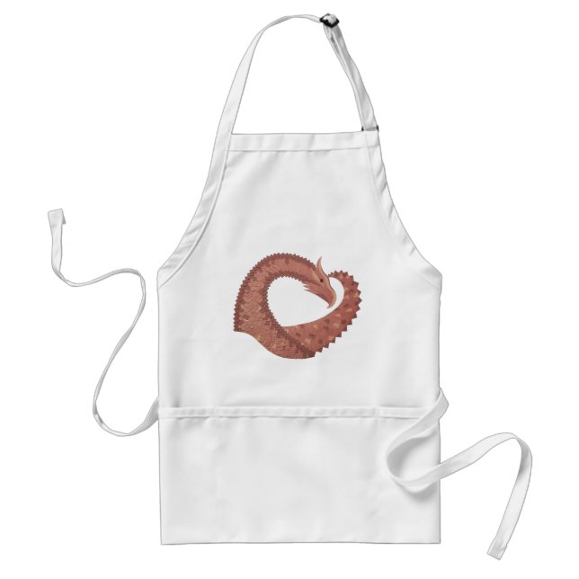 Tablier Dragon cardiaque Brown en blanc (Devant)