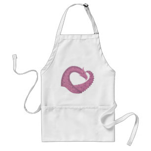 Tablier Dragon cardiaque mauve sur blanc