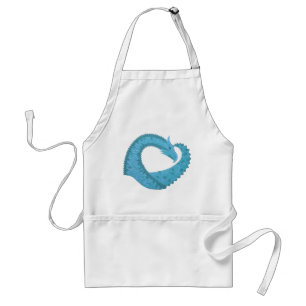 Tablier Dragon cardiaque turquoise en blanc