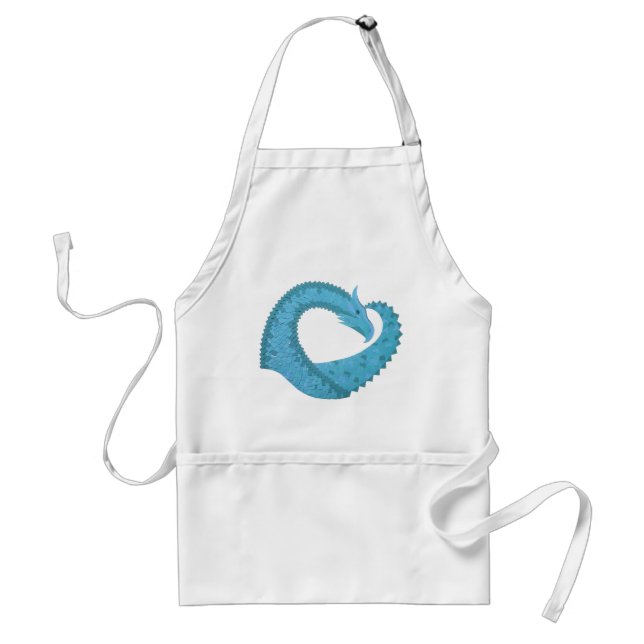 Tablier Dragon cardiaque turquoise en blanc (Devant)