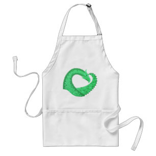 Tablier Dragon de coeur vert sur blanc