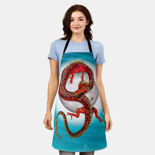 Tablier Dragon Lune Rouge Fantastique Artistique