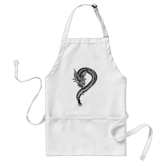 Tablier Dragon noir et blanc (Devant)