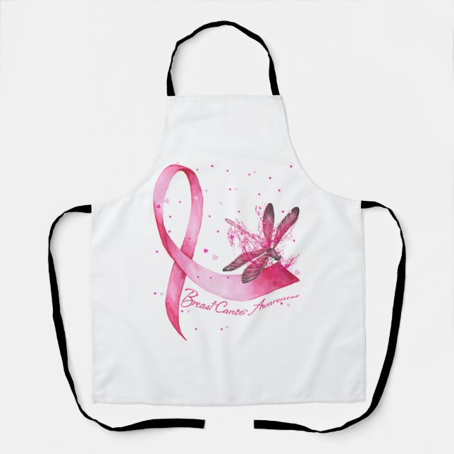 Tablier Dragonfly rose Ruban Sensibilisation au cancer du  (Recto)