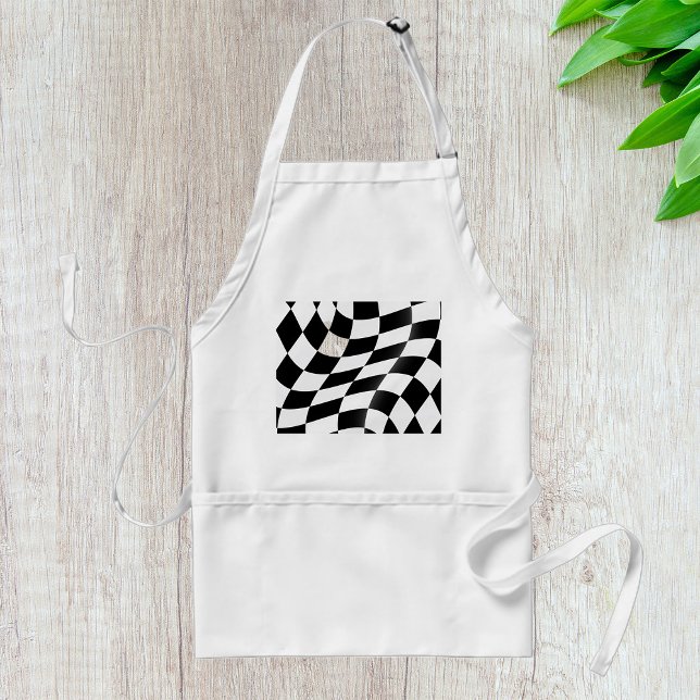 Tablier Drapeau à carreaux noir et blanc ondulé de course (Créateur téléchargé)