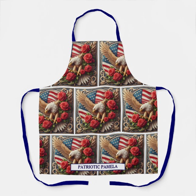 Tablier Drapeau américain Aigle chauve patriotique (Recto)