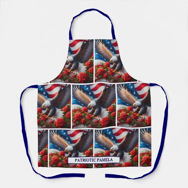 Tablier Drapeau Américain Aigle Chauve Patriotique (Recto)