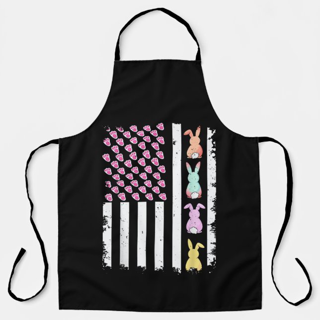 Tablier Drapeau américain avec lapin pour le jour de Pâque (Recto)