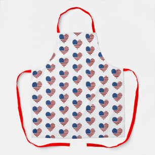 Tablier Drapeau Américain Cœur 4 Juillet Paillettes