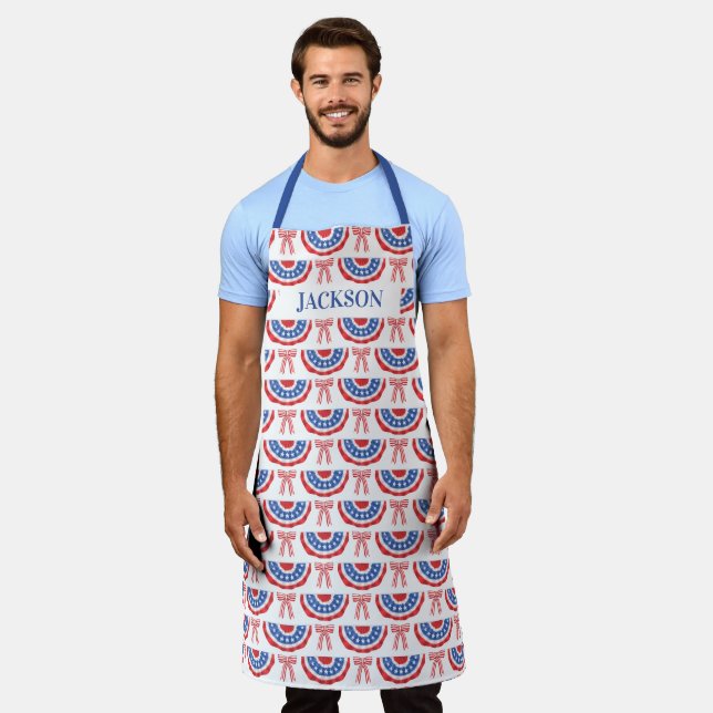 Tablier Drapeau américain et nœuds américains d'été (Porté)