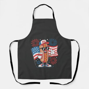 Tablier Drapeau américain hot-dog 4 juillet Fête patriotiq