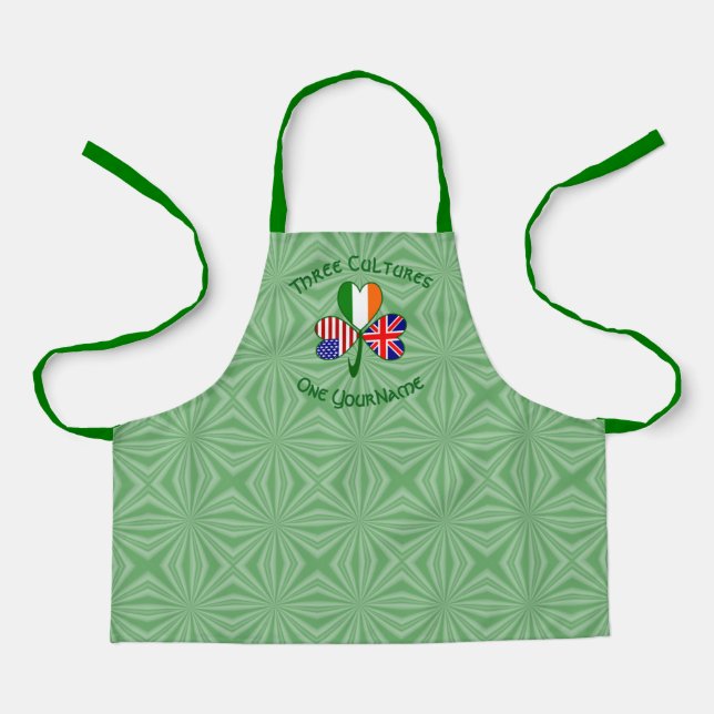 Tablier Drapeau Américain Irlandais Britannique Trèfle Per (Recto)