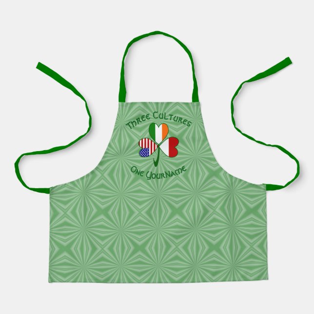 Tablier Drapeau américain irlandais indonésien Trèfle Pers (Recto)