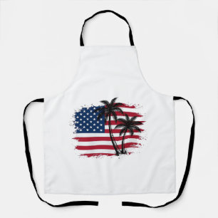 Tablier Drapeau américain Palmier Art vectoriel de plage p