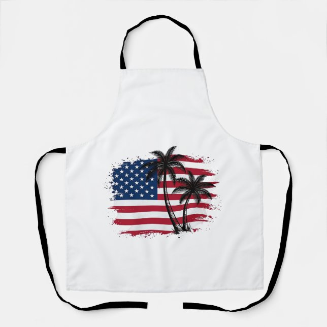 Tablier Drapeau américain Palmier Art vectoriel de plage p (Recto)