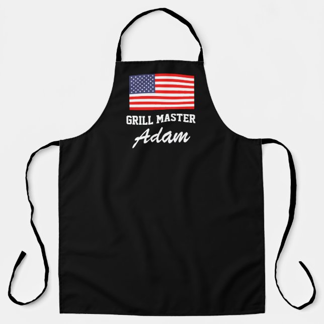 Tablier Drapeau américain patriotique noir grill maître BB (Recto)