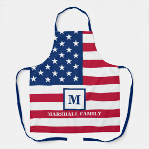 Tablier Drapeau américain personnalisé avec monogramme USA
