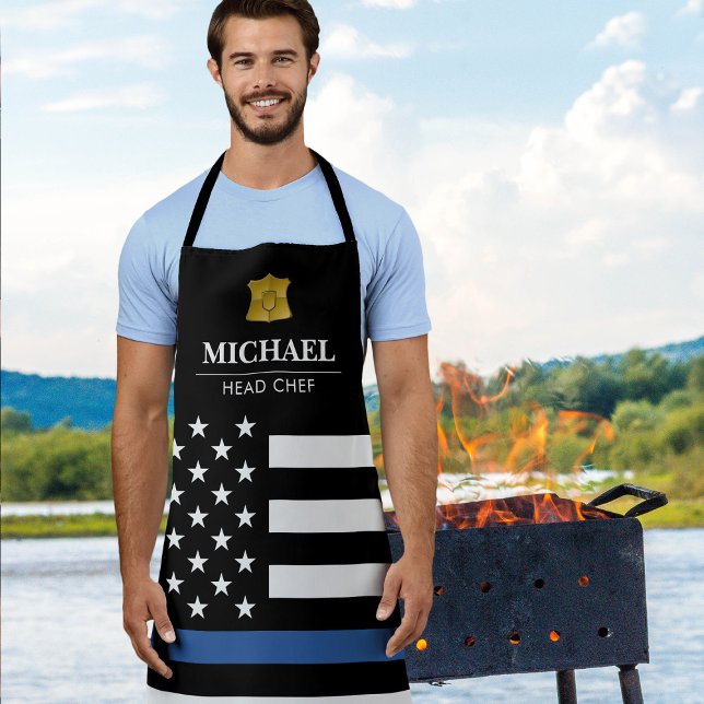 Tablier Drapeau américain Police Thin Blue Line (Créateur téléchargé)