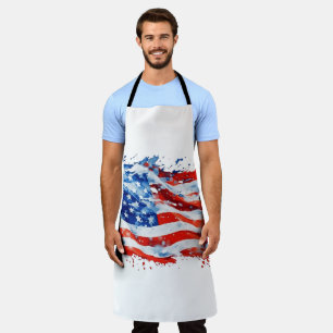 Tablier Drapeau américain USA Aquarelle 4 juillet