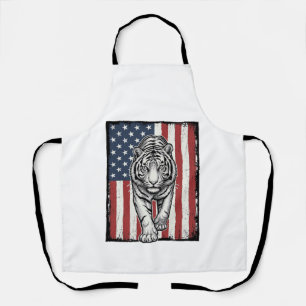 Tablier Drapeau américain vintage gravé Tigre Design patri