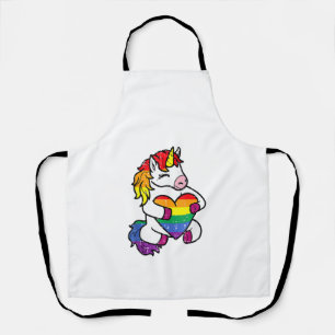 Tablier Drapeau Arc-en-ciel de Fierté Gay Licorne Cœur LGB