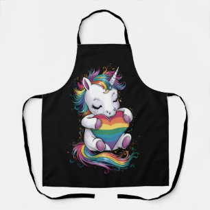 Tablier Drapeau Arc-en-ciel de la Licorne Fière Gay Cœur L