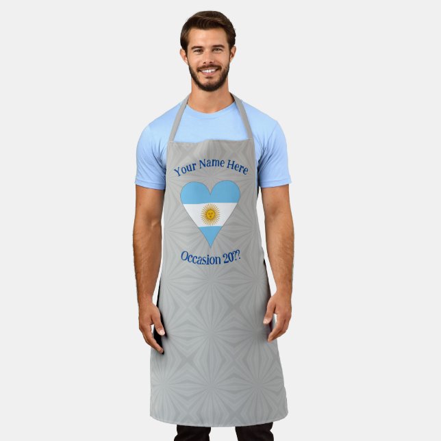 Tablier Drapeau Argentin Cœur Personnalisé (Porté)