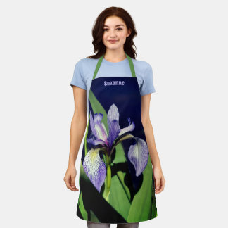 Tablier Drapeau bleu unique Iris Fleur Nature Personnalisé