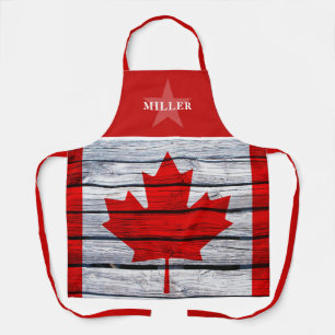 Tablier Drapeau canadien russe et nom de famille d'étoile