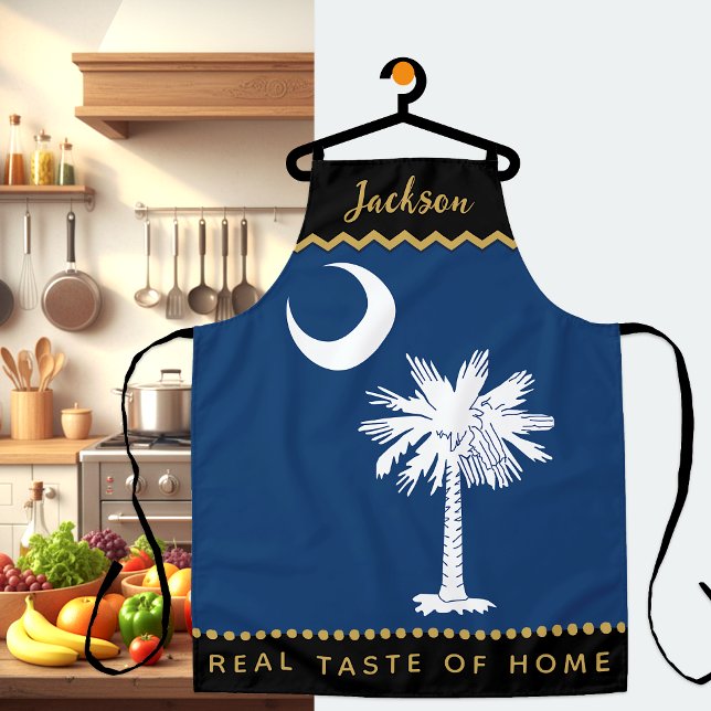 Tablier Drapeau de Caroline du Sud Chefs Apron, Carolina A (Patriotic South Carolina Chefs Apron / name)