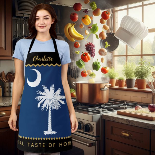 Tablier Drapeau de Caroline du Sud Chefs Apron, États-Unis (South Carolina Chefs Apron / patriotic, name)