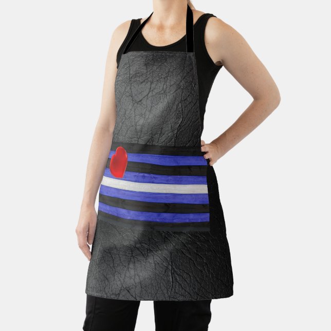 Tablier Drapeau de fierté en cuir SlipperyJoe's noir bleu  (Insitu)