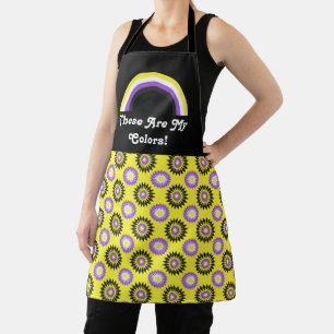 Tablier Drapeau de fierté Enby et arc-en-ciel avec texte /