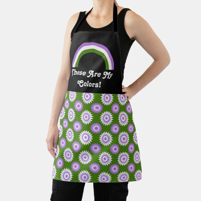 Tablier Drapeau de fierté genderqueer et arc-en-ciel avec  (Insitu)